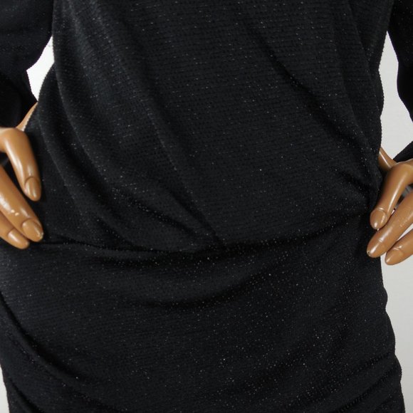 EXPRESS M NWT Black Cocktail Dress Lurex Low Cut - Picture 7 of 10